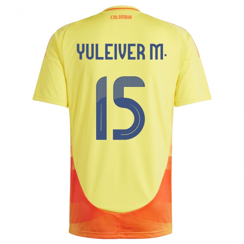 Hombre Camiseta Colombia Yuleiver Mosquera #15 Amarillo 1ª Equipación 24-26 La Camisa México