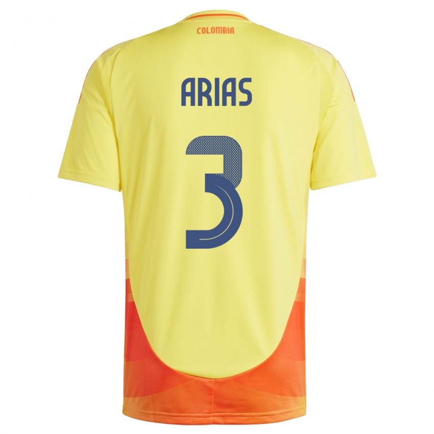 Hombre Camiseta Colombia Daniela Arias #3 Amarillo 1ª Equipación 24-26 La Camisa México