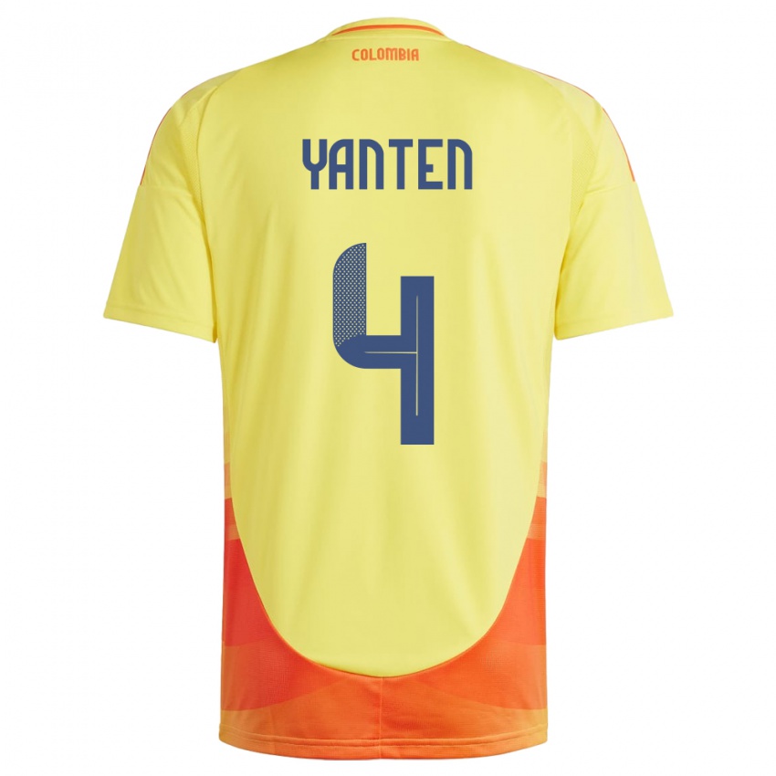 Hombre Camiseta Colombia Fabiana Yantén #4 Amarillo 1ª Equipación 24-26 La Camisa México