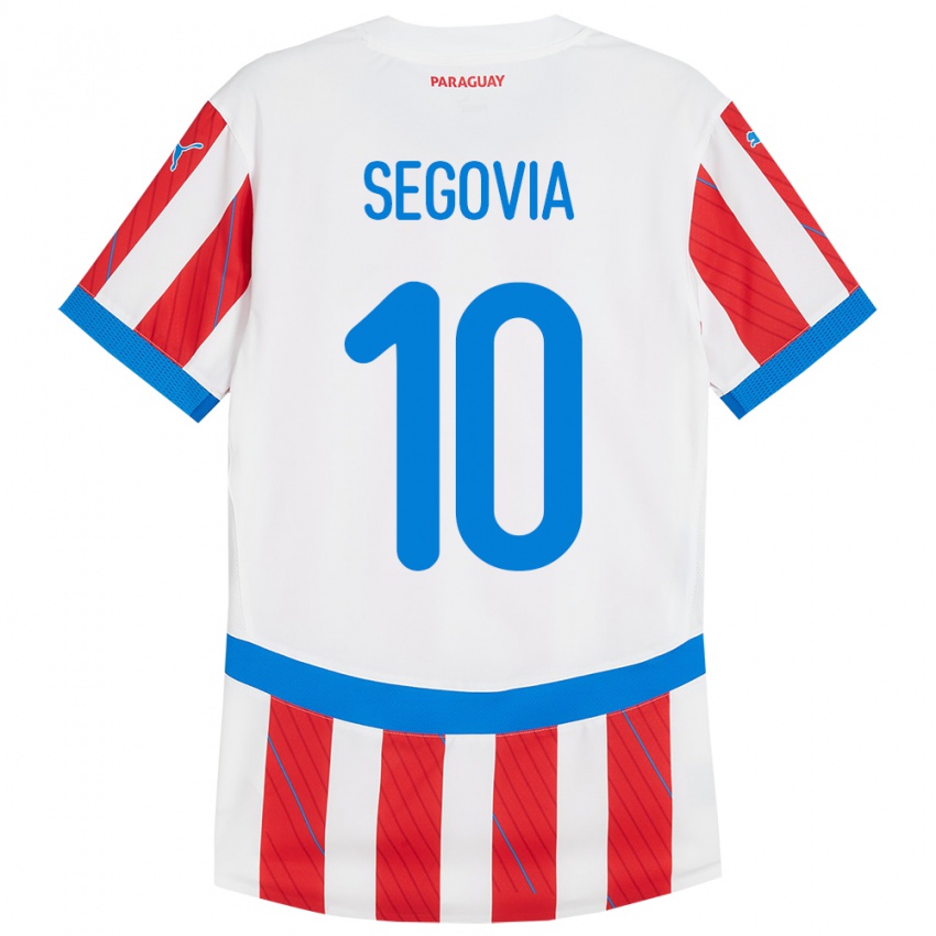 Hombre Camiseta Paraguay Matías Segovia #10 Blanco Rojo 1ª Equipación 24-26 La Camisa México