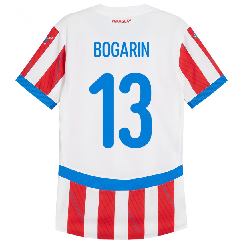 Hombre Camiseta Paraguay Dahiana Bogarín #13 Blanco Rojo 1ª Equipación 24-26 La Camisa México