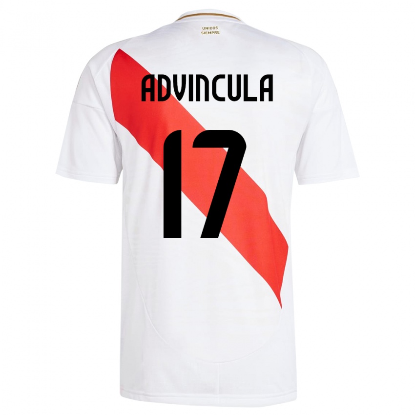 Hombre Camiseta Perú Luis Advíncula #17 Blanco 1ª Equipación 24-26 La Camisa México