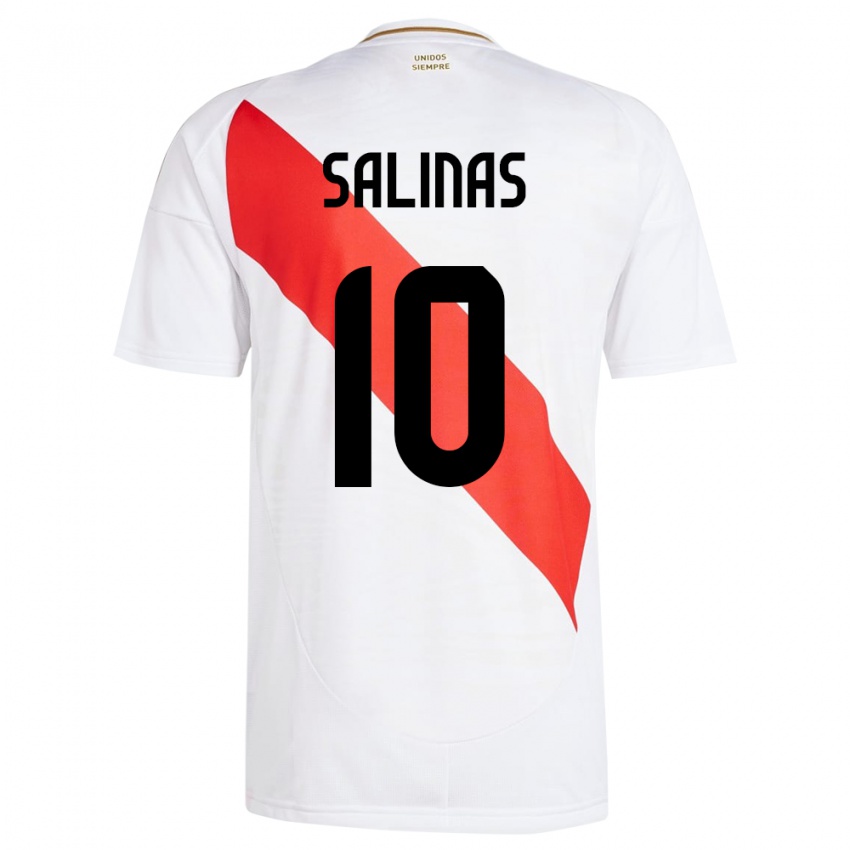 Hombre Camiseta Perú Thiago Salinas #10 Blanco 1ª Equipación 24-26 La Camisa México