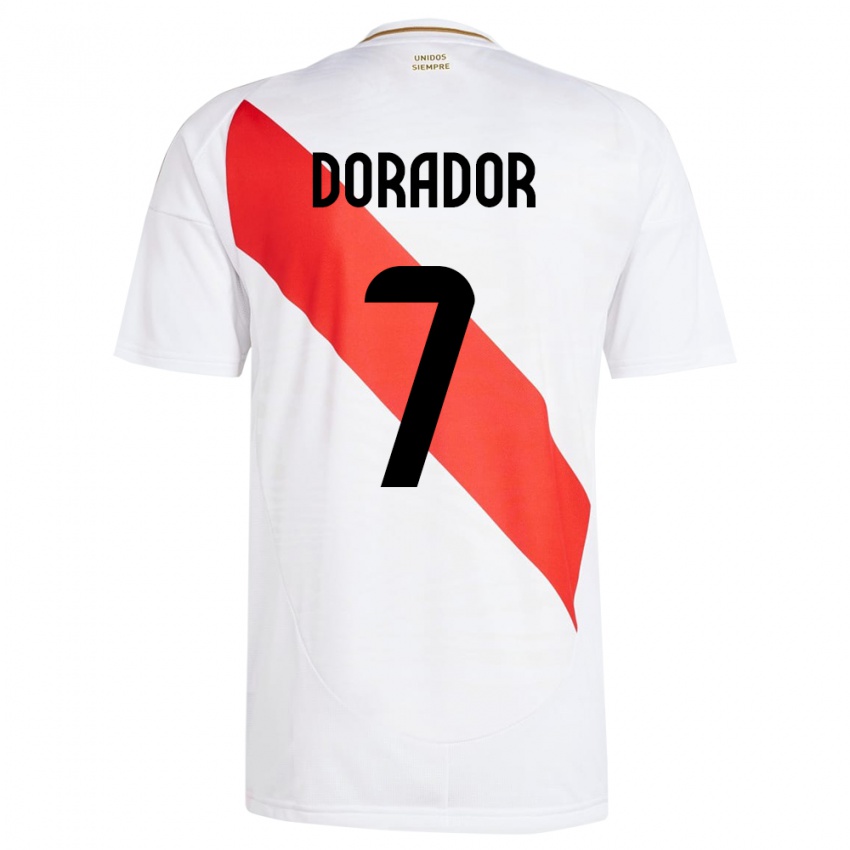 Hombre Camiseta Perú Sandy Dorador #7 Blanco 1ª Equipación 24-26 La Camisa México