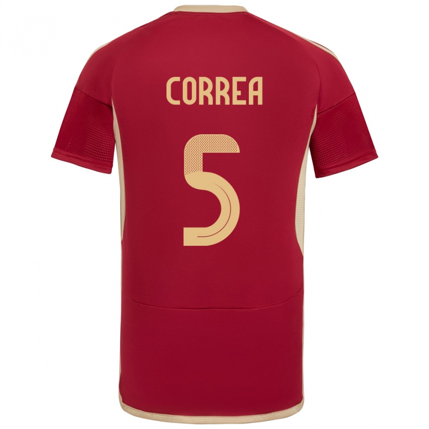 Hombre Camiseta Venezuela José Correa #5 Borgoña 1ª Equipación 24-26 La Camisa México