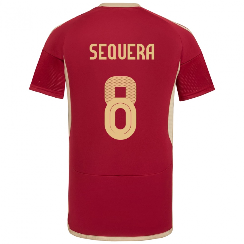 Hombre Camiseta Venezuela Giovanny Sequera #8 Borgoña 1ª Equipación 24-26 La Camisa México