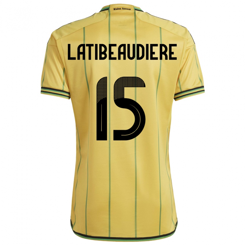 Hombre Camiseta Jamaica Joel Latibeaudiere #15 Amarillo 1ª Equipación 24-26 La Camisa México