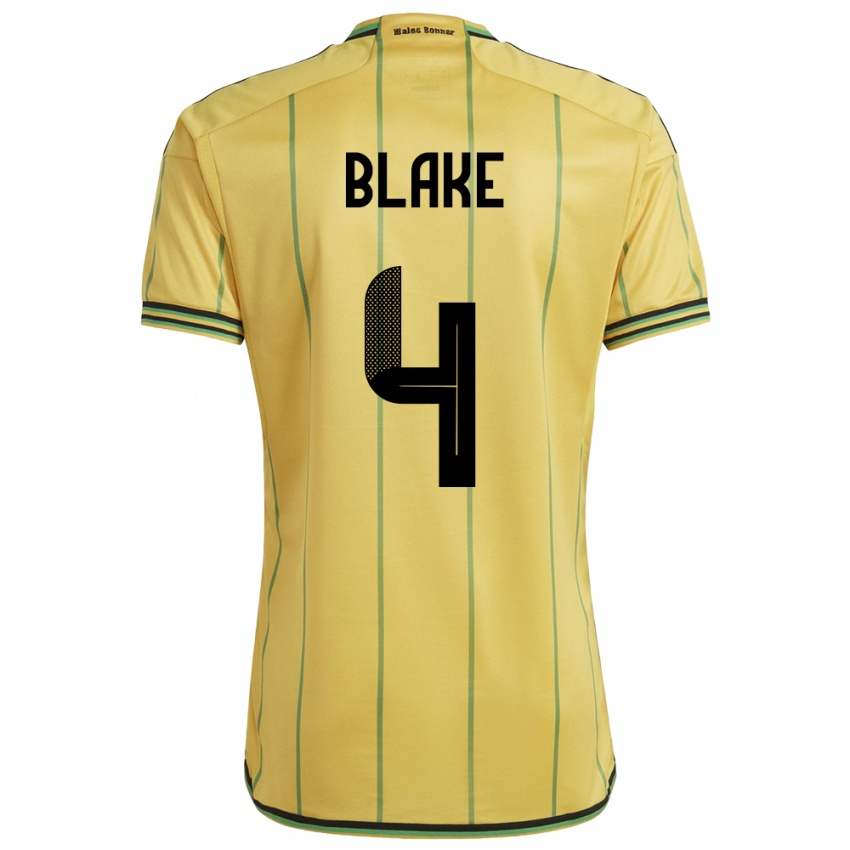 Hombre Camiseta Jamaica Romain Blake #4 Amarillo 1ª Equipación 24-26 La Camisa México