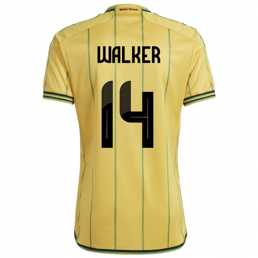 Hombre Camiseta Jamaica Ricshya Walker #14 Amarillo 1ª Equipación 24-26 La Camisa México