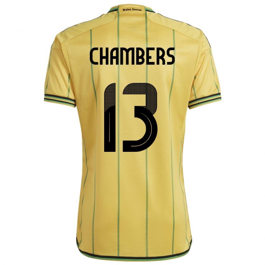 Hombre Camiseta Jamaica Chris-Ann Chambers #13 Amarillo 1ª Equipación 24-26 La Camisa México