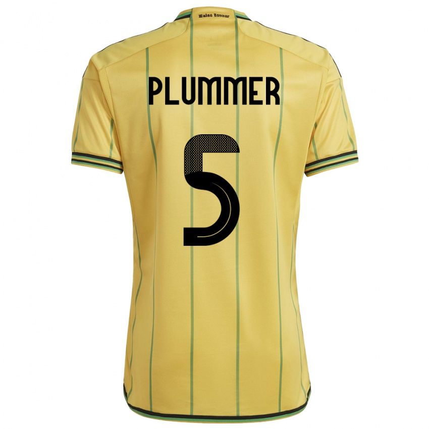 Hombre Camiseta Jamaica Konya Plummer #5 Amarillo 1ª Equipación 24-26 La Camisa México