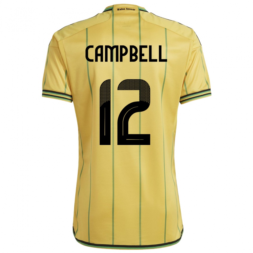 Hombre Camiseta Jamaica Sashana Campbell #12 Amarillo 1ª Equipación 24-26 La Camisa México