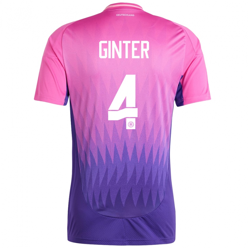 Hombre Camiseta Alemania Matthias Ginter #4 Rosado Morado 2ª Equipación 24-26 La Camisa México