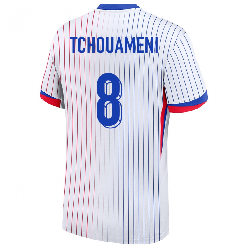 Hombre Camiseta Francia Aurelien Tchouameni #8 Blanco 2ª Equipación 24-26 La Camisa México