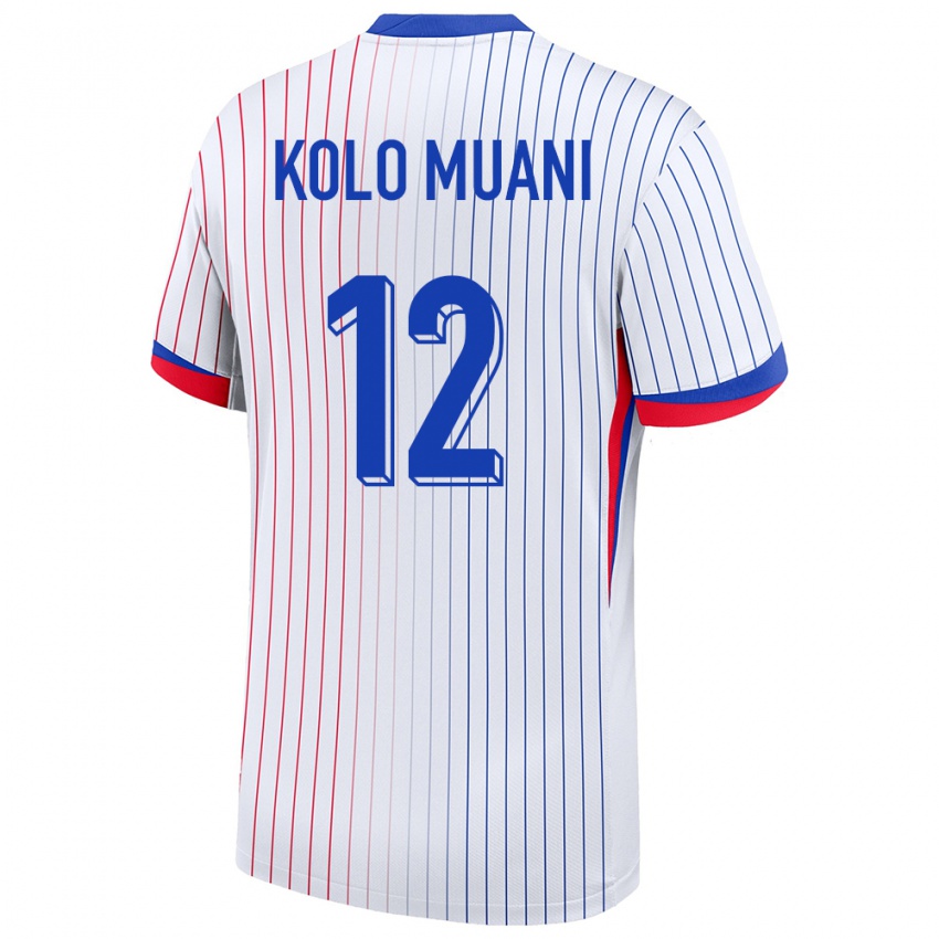 Hombre Camiseta Francia Randal Kolo Muani #12 Blanco 2ª Equipación 24-26 La Camisa México