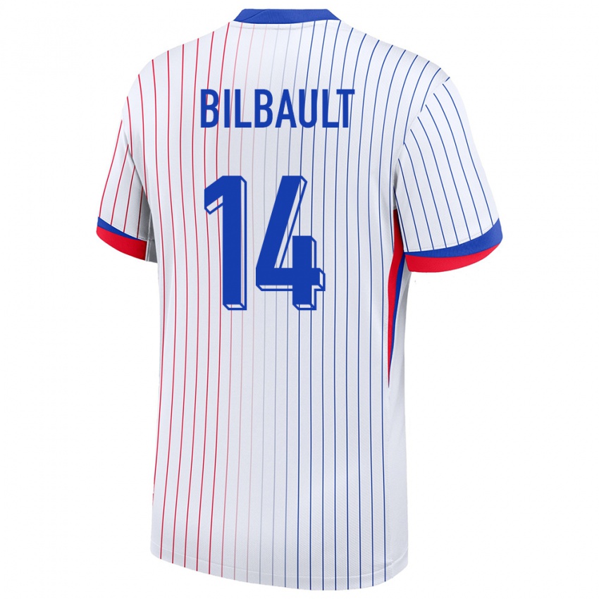 Hombre Camiseta Francia Charlotte Bilbault #14 Blanco 2ª Equipación 24-26 La Camisa México