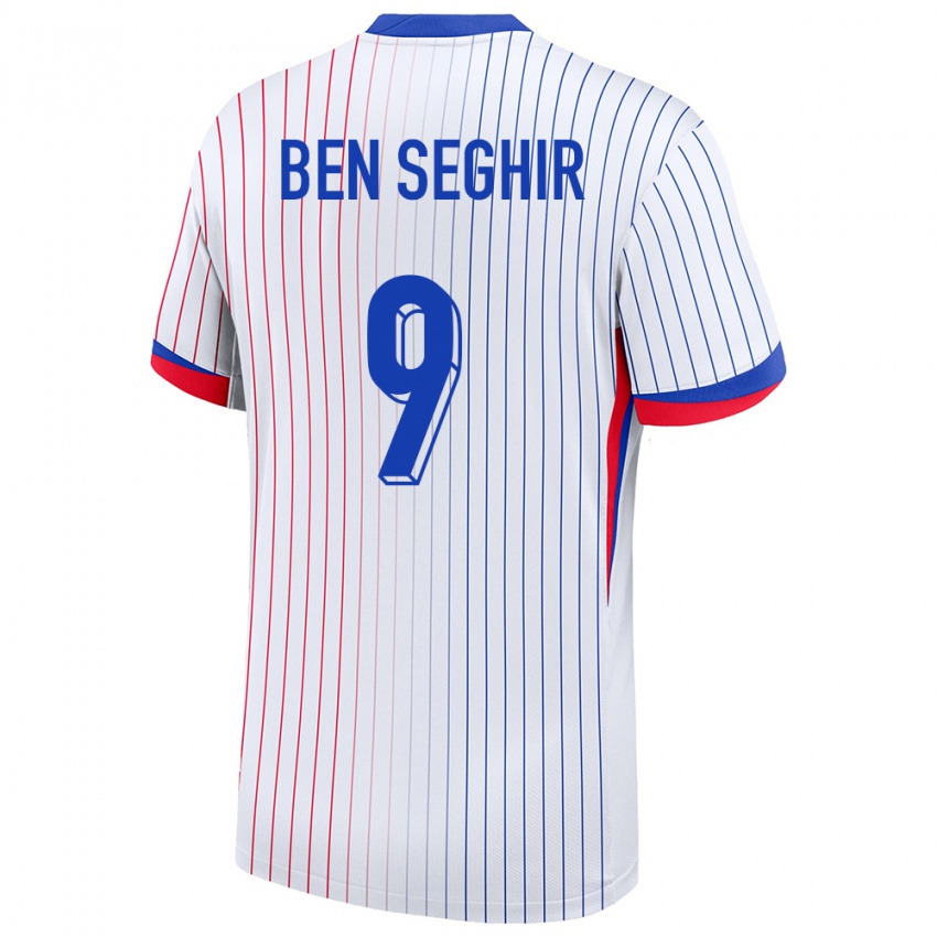 Hombre Camiseta Francia Salim Ben Seghir #9 Blanco 2ª Equipación 24-26 La Camisa México