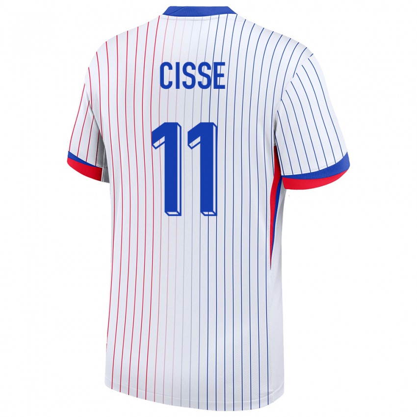 Hombre Camiseta Francia Lamine Cisse #11 Blanco 2ª Equipación 24-26 La Camisa México