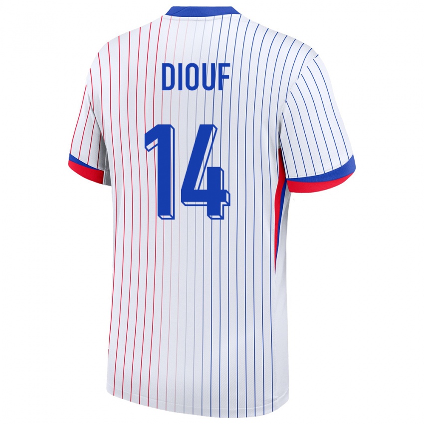 Hombre Camiseta Francia Andy Diouf #14 Blanco 2ª Equipación 24-26 La Camisa México