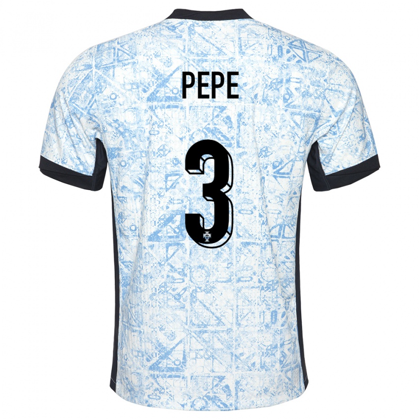 Hombre Camiseta Portugal Pepe #3 Crema Azul 2ª Equipación 24-26 La Camisa México