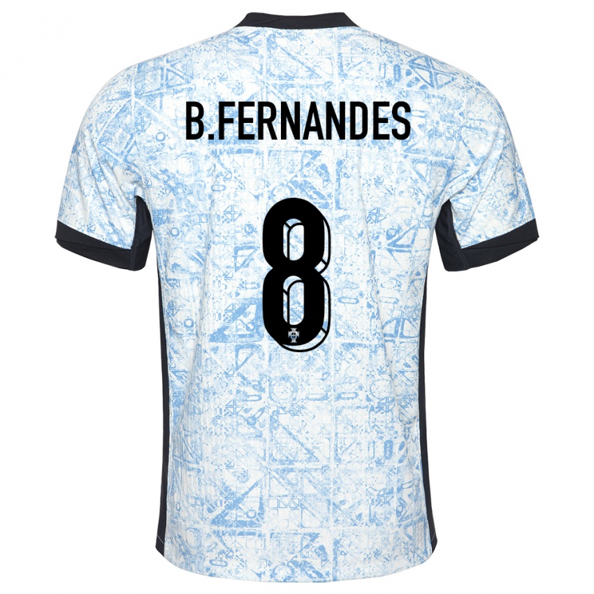 Hombre Camiseta Portugal Bruno Fernandes #8 Crema Azul 2ª Equipación 24-26 La Camisa México