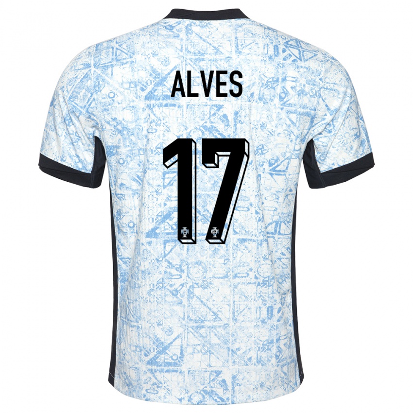 Hombre Camiseta Portugal Lucia Alves #17 Crema Azul 2ª Equipación 24-26 La Camisa México