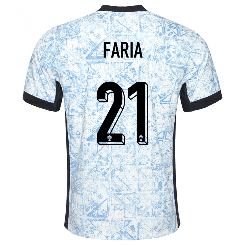 Hombre Camiseta Portugal Andreia Faria #21 Crema Azul 2ª Equipación 24-26 La Camisa México