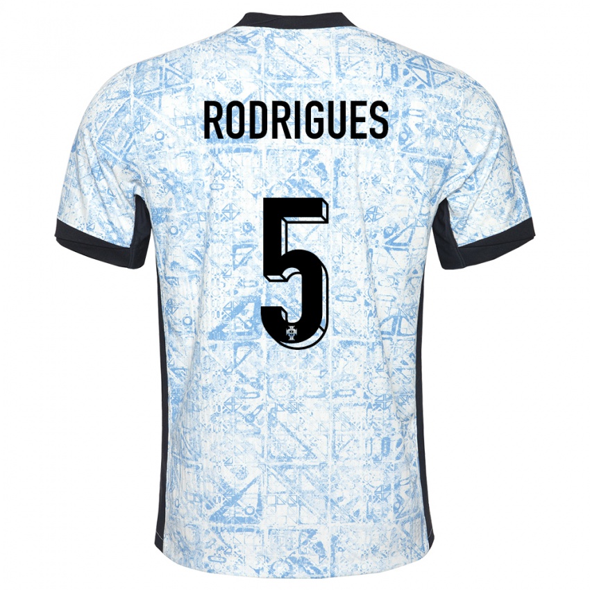 Hombre Camiseta Portugal Rafael Rodrigues #5 Crema Azul 2ª Equipación 24-26 La Camisa México