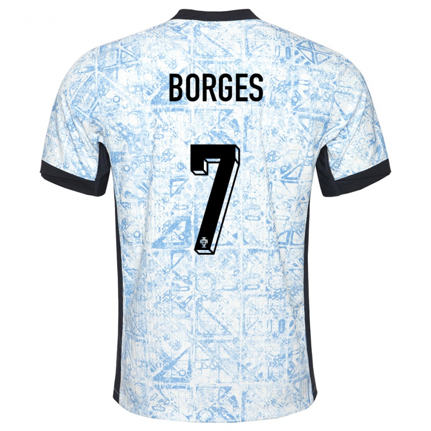 Hombre Camiseta Portugal Carlos Borges #7 Crema Azul 2ª Equipación 24-26 La Camisa México