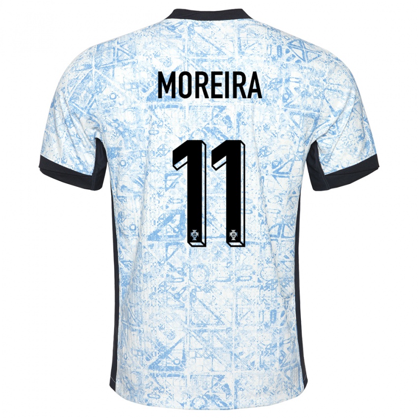 Hombre Camiseta Portugal Diego Moreira #11 Crema Azul 2ª Equipación 24-26 La Camisa México