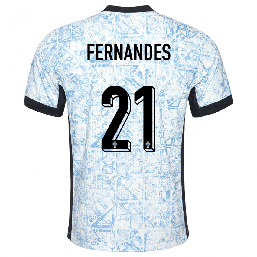 Hombre Camiseta Portugal Mateus Fernandes #21 Crema Azul 2ª Equipación 24-26 La Camisa México