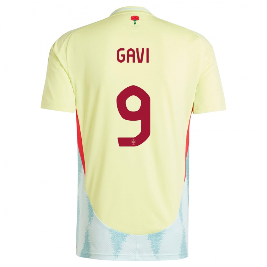 Hombre Camiseta España Gavi #9 Amarillo 2ª Equipación 24-26 La Camisa México