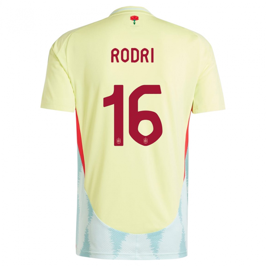 Hombre Camiseta España Rodri #16 Amarillo 2ª Equipación 24-26 La Camisa México