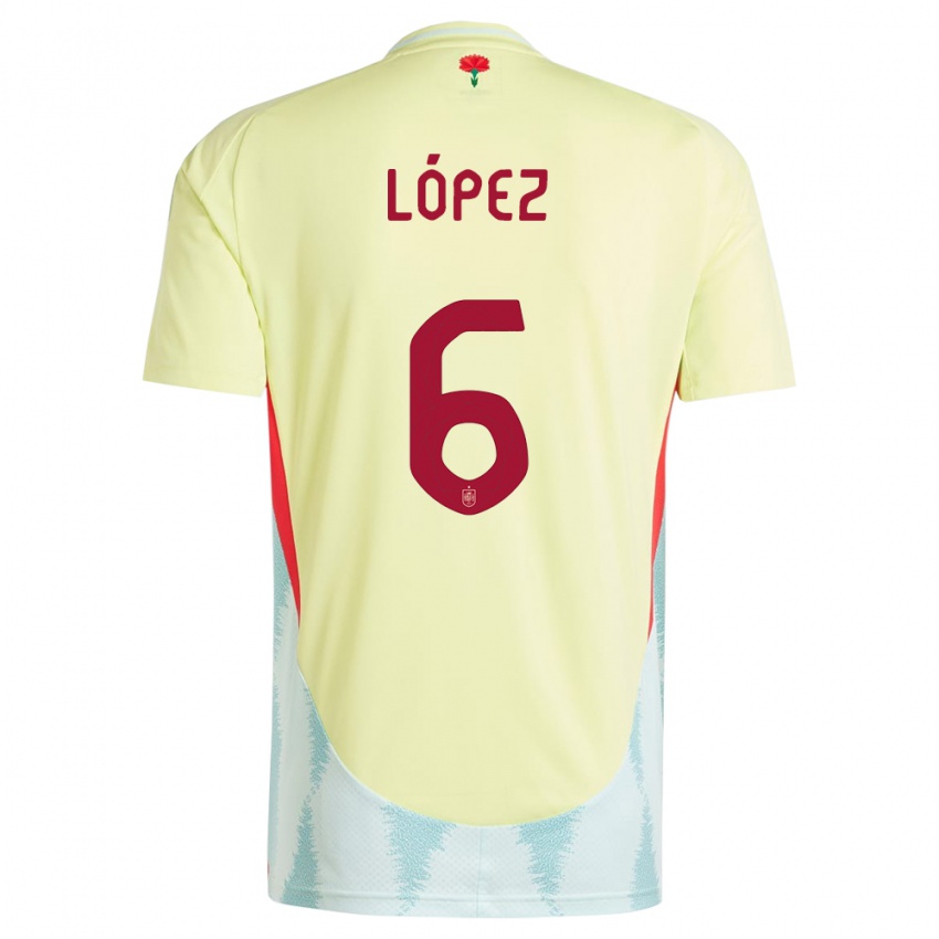 Hombre Camiseta España Maitane Lopez #6 Amarillo 2ª Equipación 24-26 La Camisa México