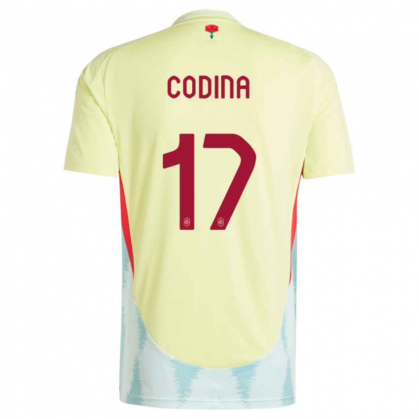 Hombre Camiseta España Laia Codina #17 Amarillo 2ª Equipación 24-26 La Camisa México