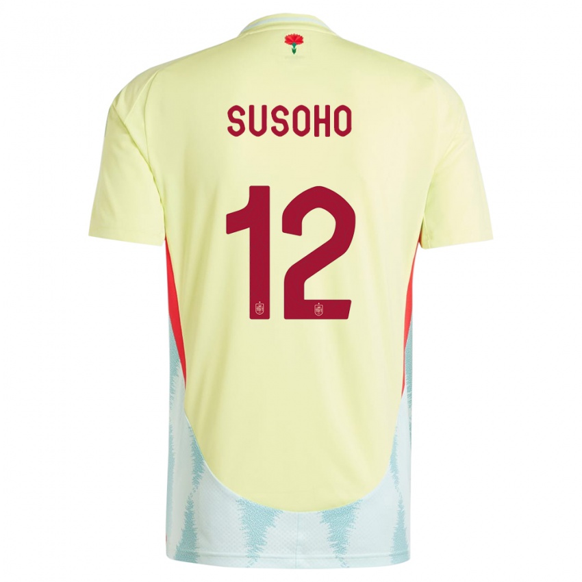 Hombre Camiseta España Mahamadou Susoho #12 Amarillo 2ª Equipación 24-26 La Camisa México