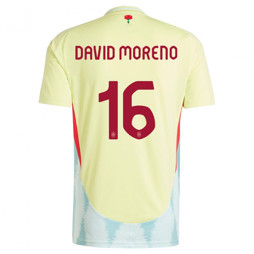 Hombre Camiseta España Antonio David Moreno #16 Amarillo 2ª Equipación 24-26 La Camisa México