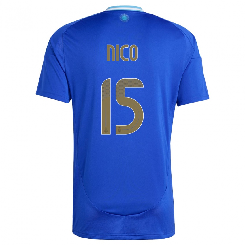 Hombre Camiseta Argentina Nico #15 Azul 2ª Equipación 24-26 La Camisa México