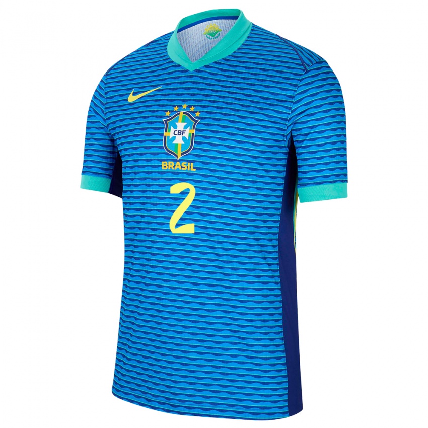 Hombre Camiseta Brasil Vinicius Tobias #2 Azul 2ª Equipación 24-26 La Camisa México