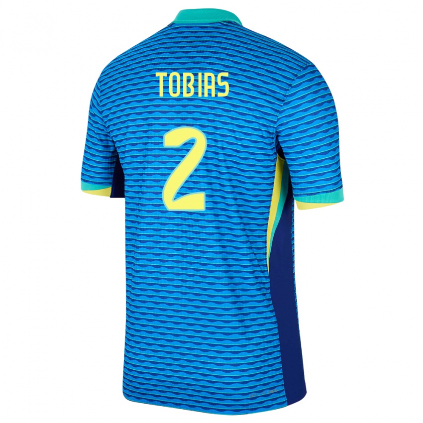 Hombre Camiseta Brasil Vinicius Tobias #2 Azul 2ª Equipación 24-26 La Camisa México