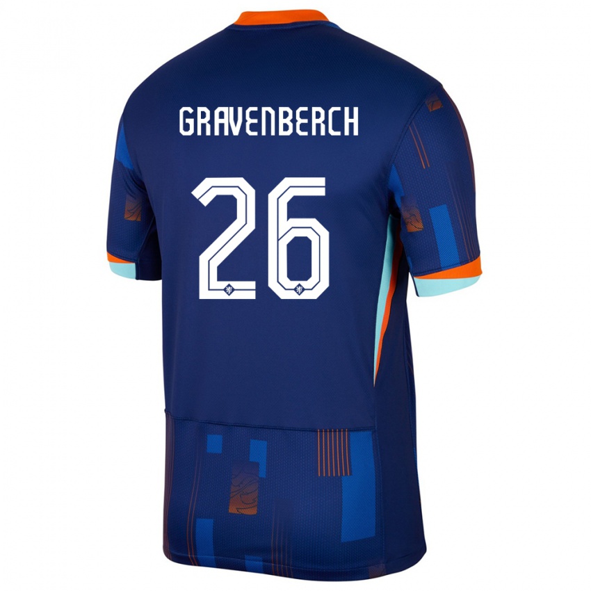 Hombre Camiseta Países Bajos Ryan Gravenberch #26 Azul 2ª Equipación 24-26 La Camisa México