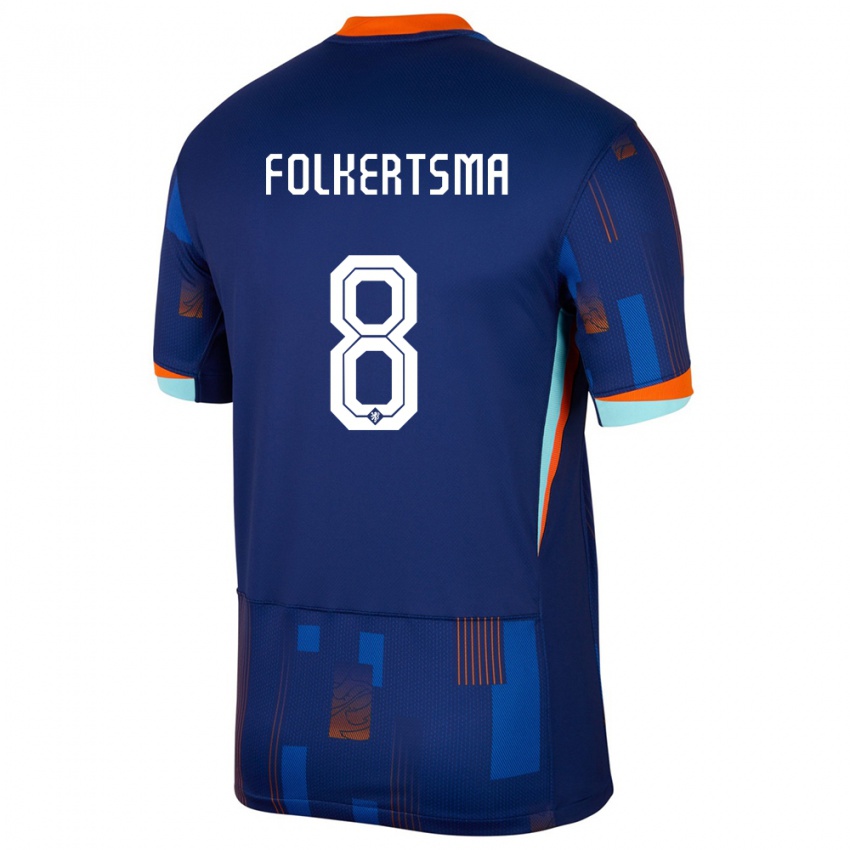 Hombre Camiseta Países Bajos Sisca Folkertsma #8 Azul 2ª Equipación 24-26 La Camisa México