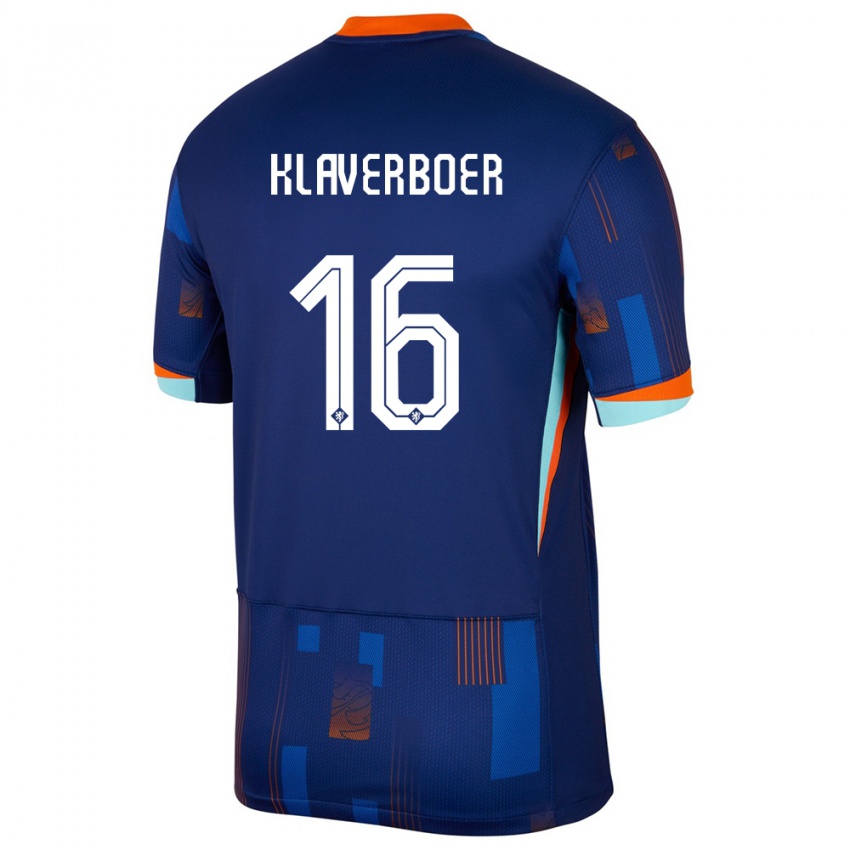 Hombre Camiseta Países Bajos Bernt Klaverboer #16 Azul 2ª Equipación 24-26 La Camisa México