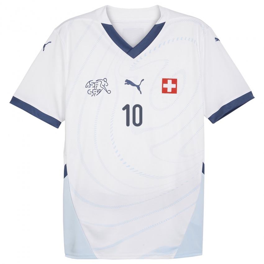 Hombre Camiseta Suiza Granit Xhaka #10 Blanco 2ª Equipación 24-26 La Camisa México