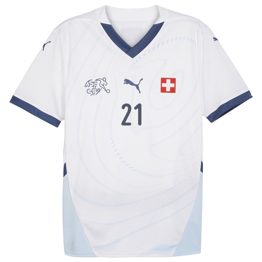 Hombre Camiseta Suiza Seraina Friedli #21 Blanco 2ª Equipación 24-26 La Camisa México
