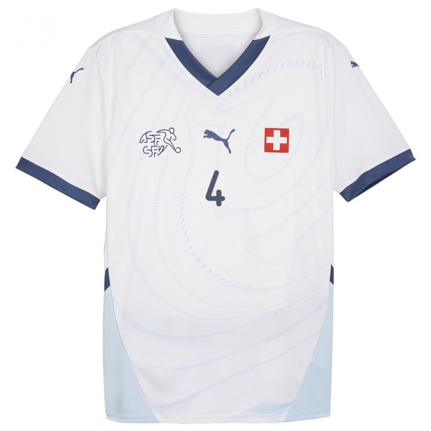 Hombre Camiseta Suiza Pascal Hammer #4 Blanco 2ª Equipación 24-26 La Camisa México