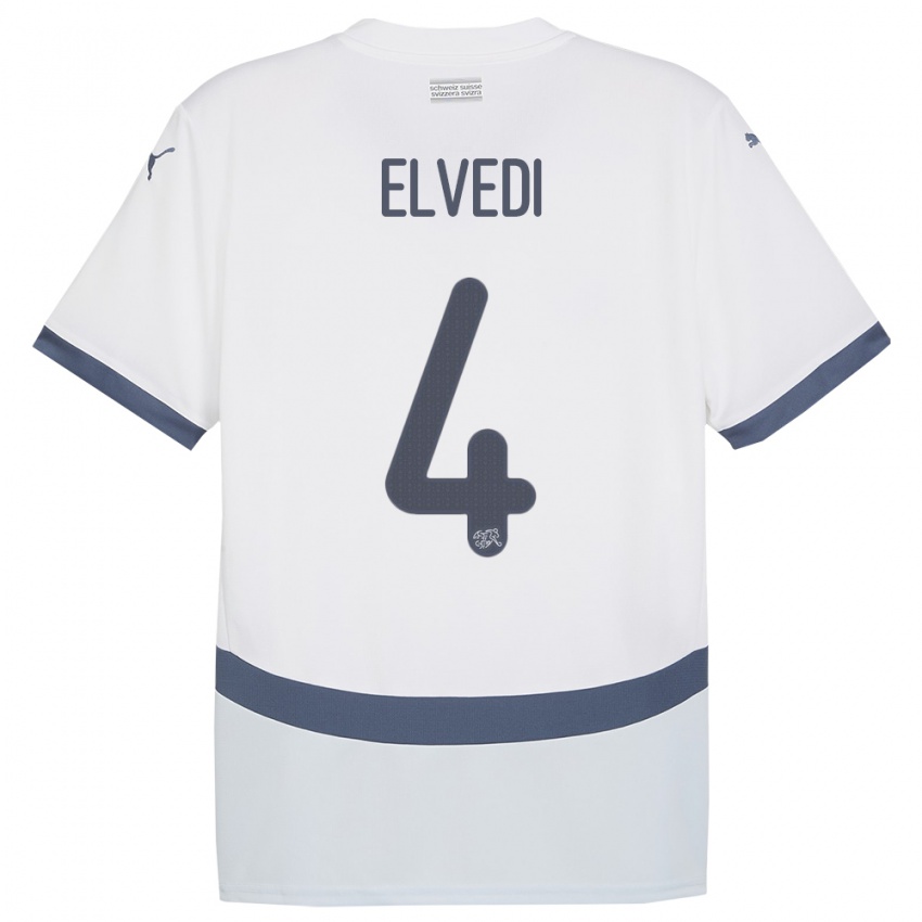 Hombre Camiseta Suiza Nico Elvedi #4 Blanco 2ª Equipación 24-26 La Camisa México