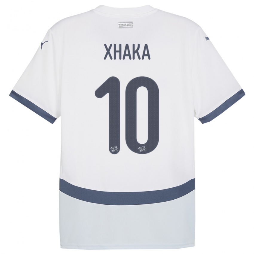 Hombre Camiseta Suiza Granit Xhaka #10 Blanco 2ª Equipación 24-26 La Camisa México