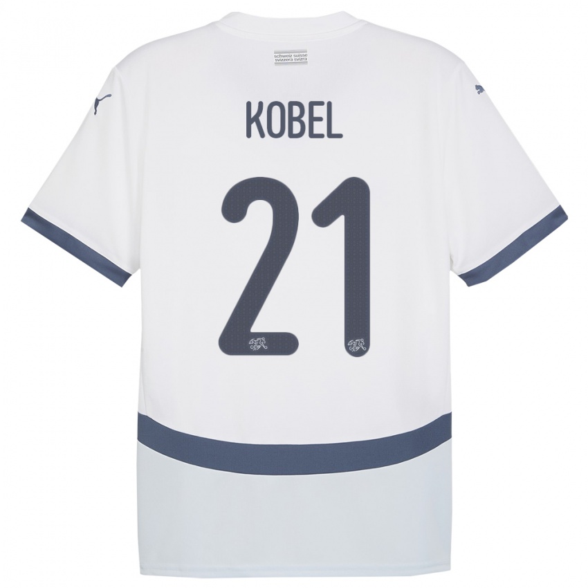 Hombre Camiseta Suiza Gregor Kobel #21 Blanco 2ª Equipación 24-26 La Camisa México