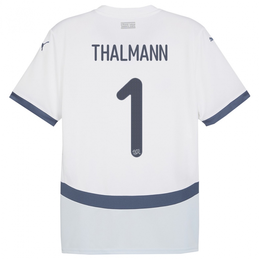 Hombre Camiseta Suiza Gaelle Thalmann #1 Blanco 2ª Equipación 24-26 La Camisa México